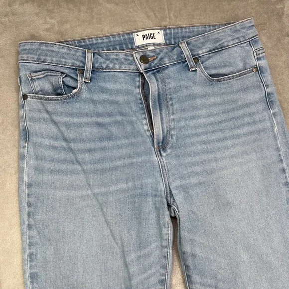 Paige Jeans Womens 31 Blue Hoxton Slim Crop Light Wash High Rise Frayed Denim - Picture 5 of 16